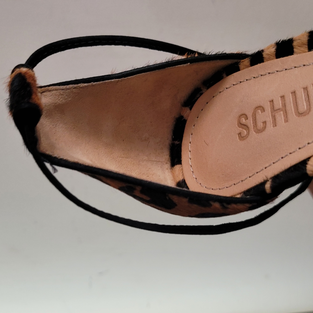 SCHUTZ Sandstone Animal Print Lace-Up Heels Sz 7.5 Calf Pony Hair - Picture 13 of 13